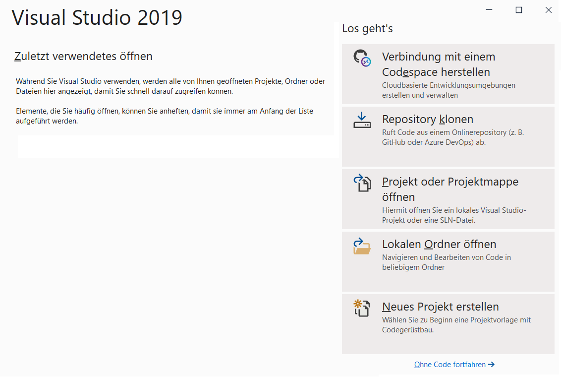 Erste Frage von VS2019
